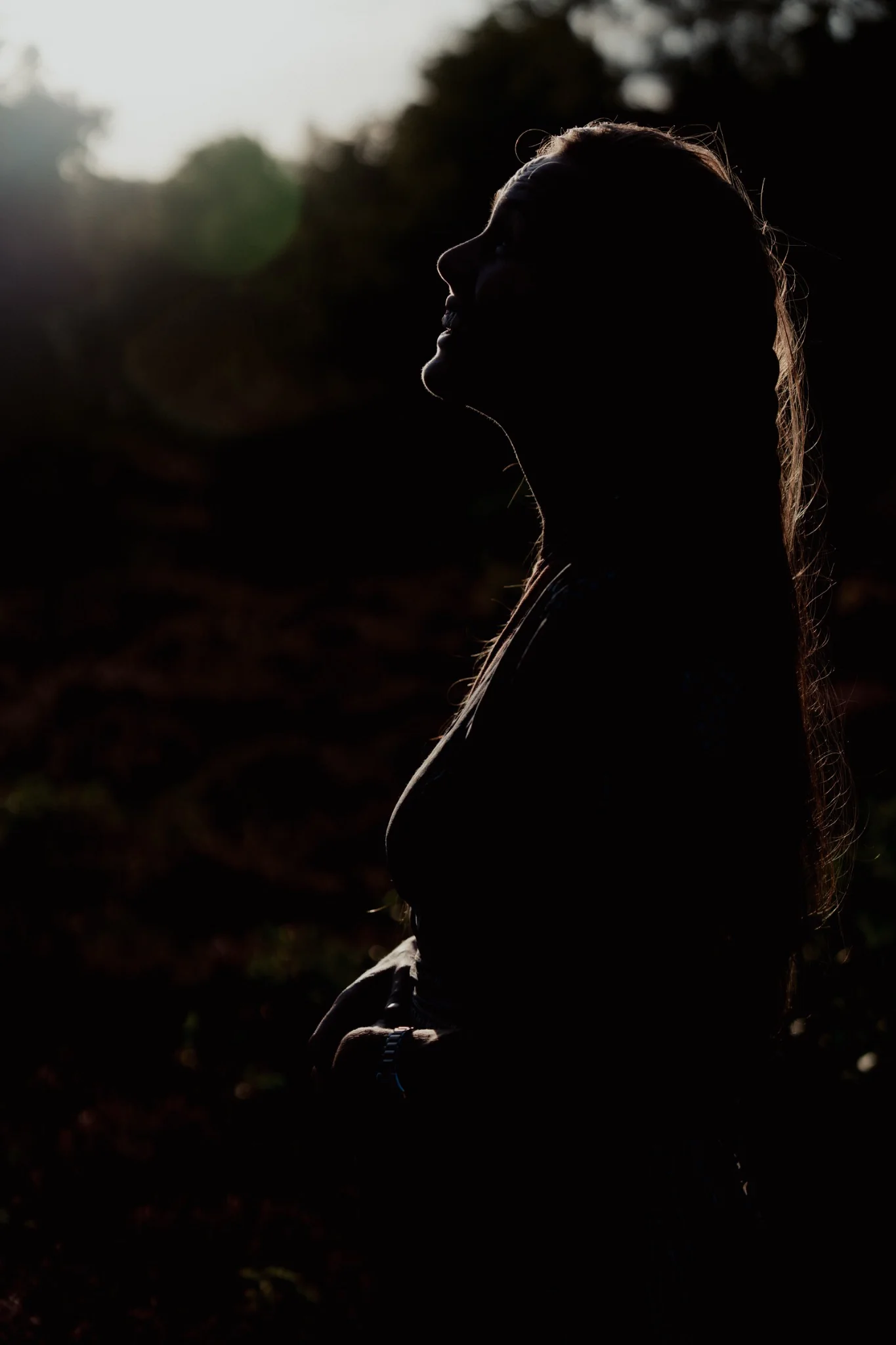 Backlit silhouette portrait