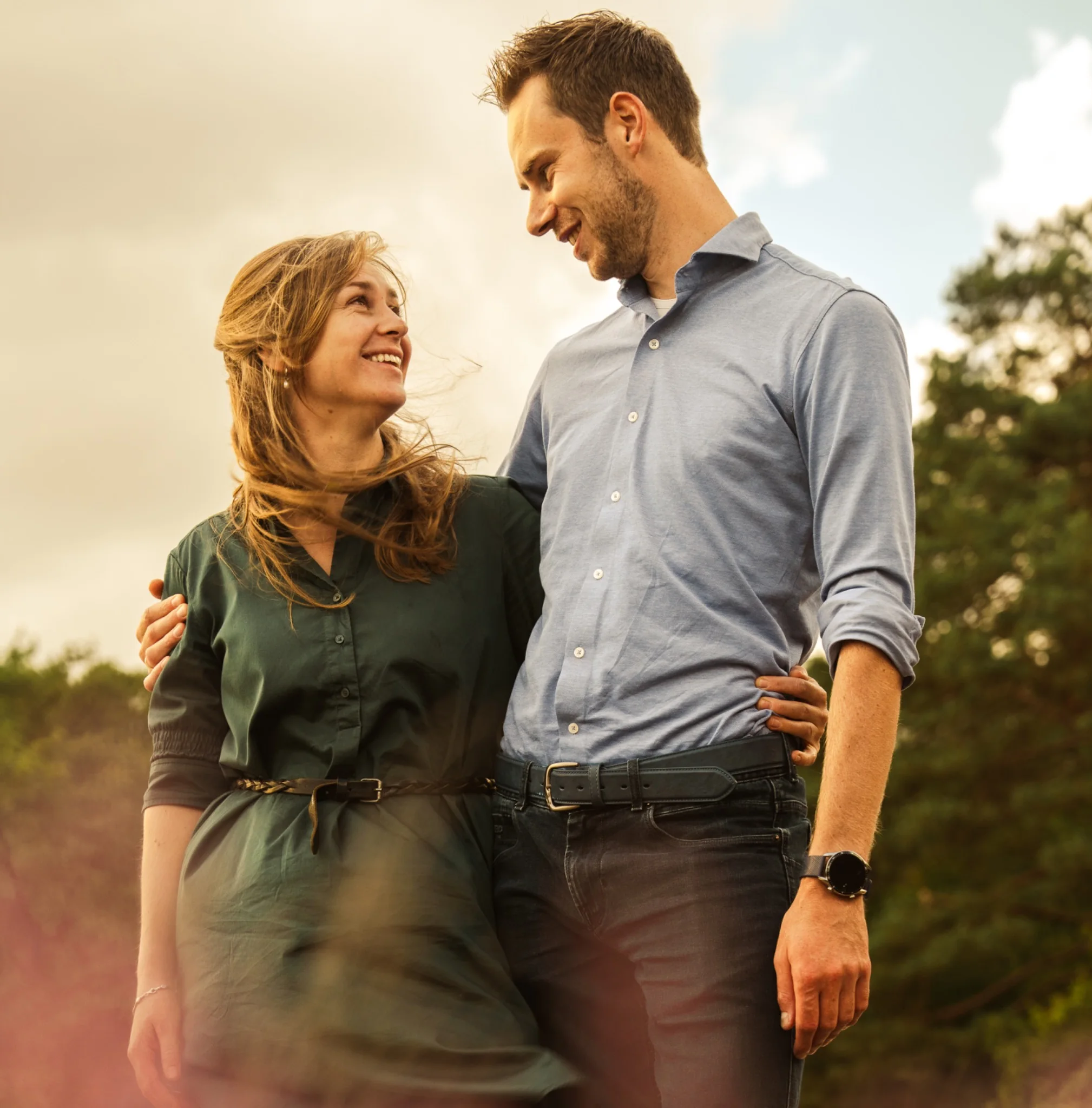 Couple together in warm evening light