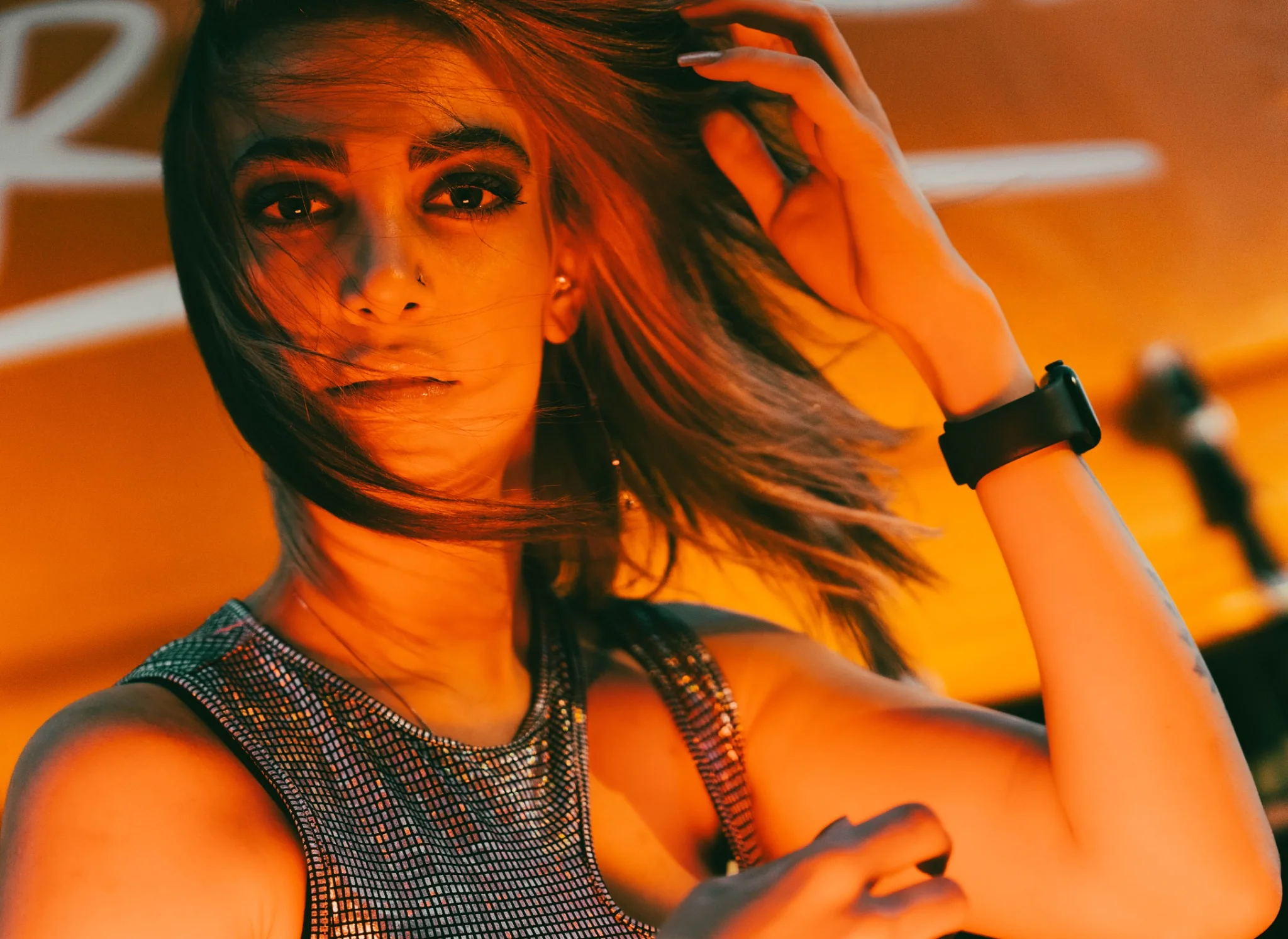 Warm orange editorial portrait
